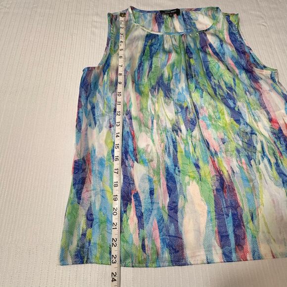 NINE WEST Tank Top M Multicolor Abstract Print Sleeveless Blouse Summer Chic - Picture 7 of 8